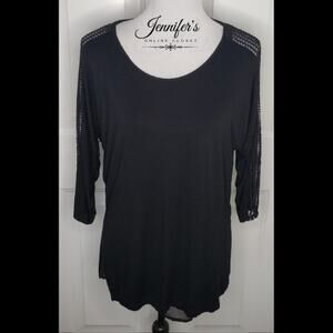 3/$30 New York & Co Women's Black Ribbed Long Sleeve Top Size Small